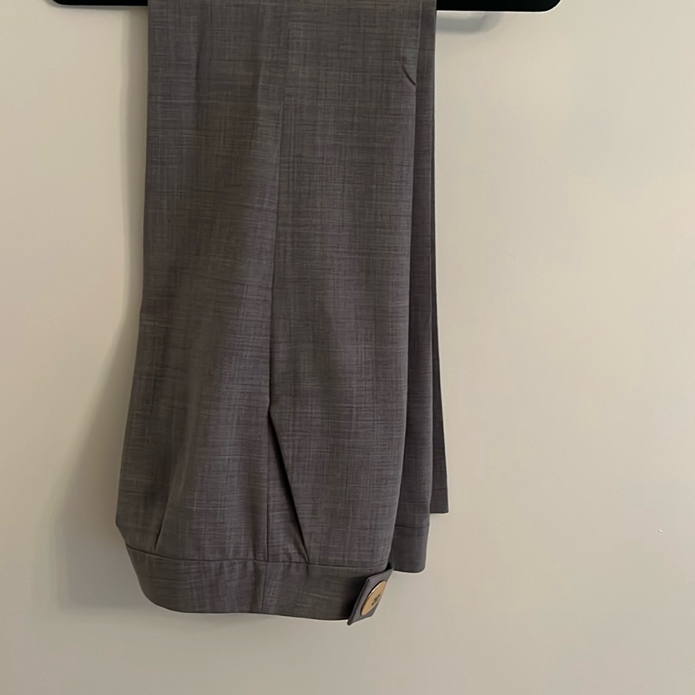 Grey wool Tory Burch pants with gold logo button size 6